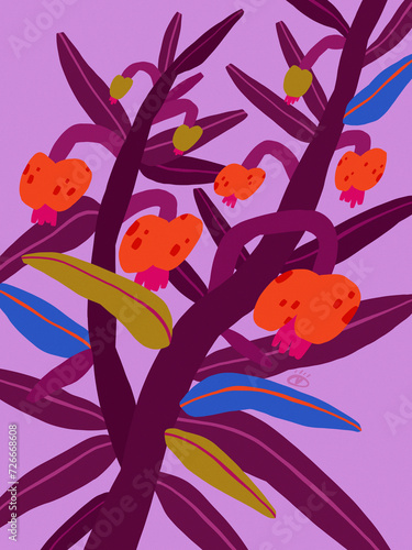 Fantasy Plant On Purple Background