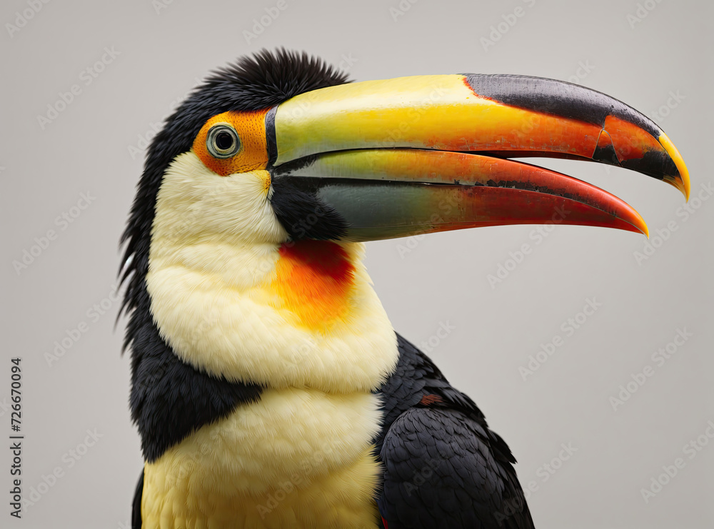 Naklejka premium Exquisite Toucan Amidst Whiteness
