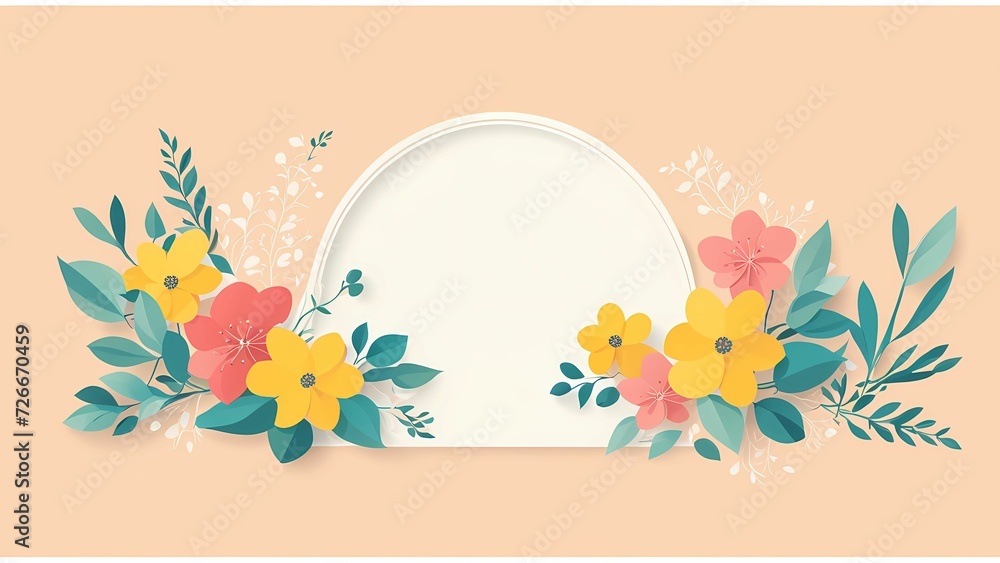 Fototapeta premium Floral flower pink pastel background for Easter Sunday. Christian day illustration template for poster, presentation, banner, social media.
