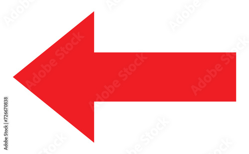 Red arrow to the left / vector, isolated