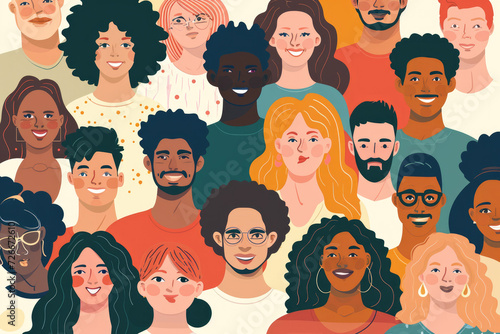 Illustrated Diverse Community Gatherin