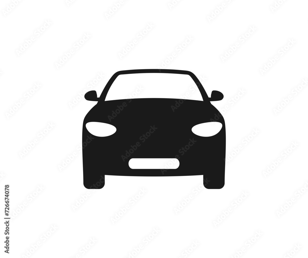 Sedan car, vehicle or automobile front view icon. Automobile silhouette front view. Transport icon vector design and illustration.