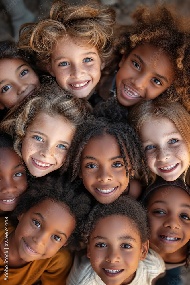 Happy Friends, Smiling Children and friends Playing Together in a Joyful Portrait