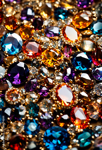 precious stones rings gold. Selective focus.