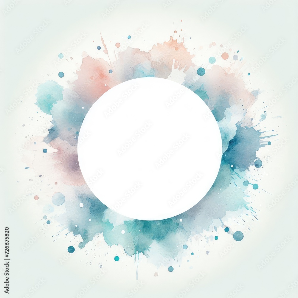 Vibrant Watercolor Abstraction: Artistic Circular Frame with Creative Brushstrokes and Colorful Contemporary Design