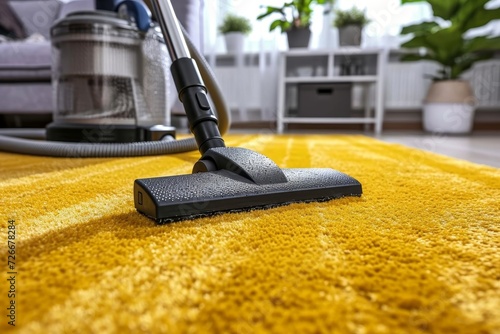 A powerful appliance effortlessly sucks up dirt and debris from both indoor and outdoor carpets, leaving the ground spotless and satisfyingly clean photo