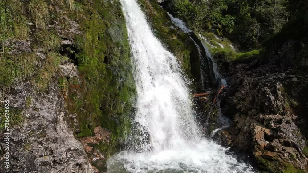 Aerial Drone - Alpine waterfalls Aerial Drone - Alpine waterfalls