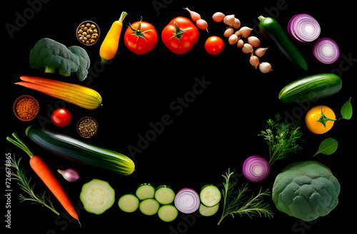 Vegetables on a black background