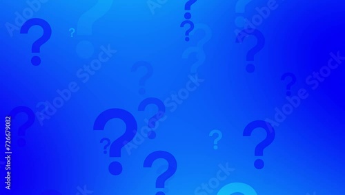 A video where question marks appear one after another. Blue background. 