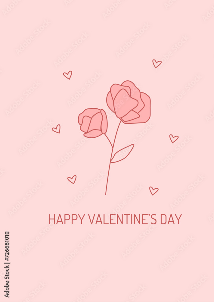 Happy Valentine's Day vector greeting card with roses. Happy Valentine's Day vector greeting card with roses.