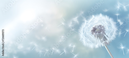 Dandelion on a blur background , dandelion Flight , Feelings card , joy, condolence, grieving, loss, support, funerals 