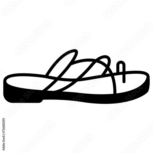 sandal glyph and line vector illustration