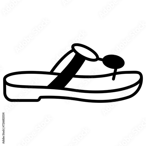 sandal glyph and line vector illustration