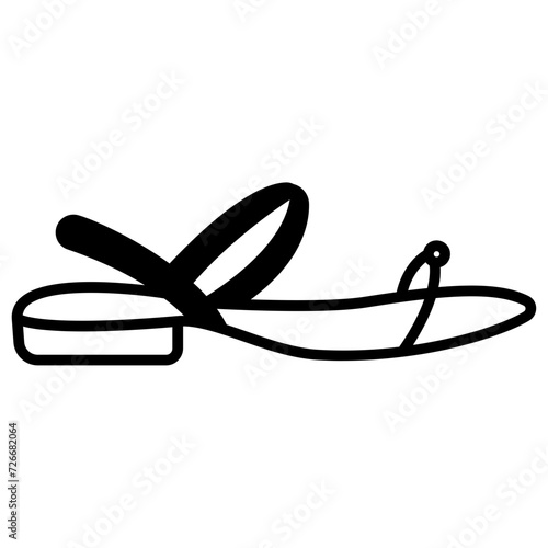 sandal glyph and line vector illustration
