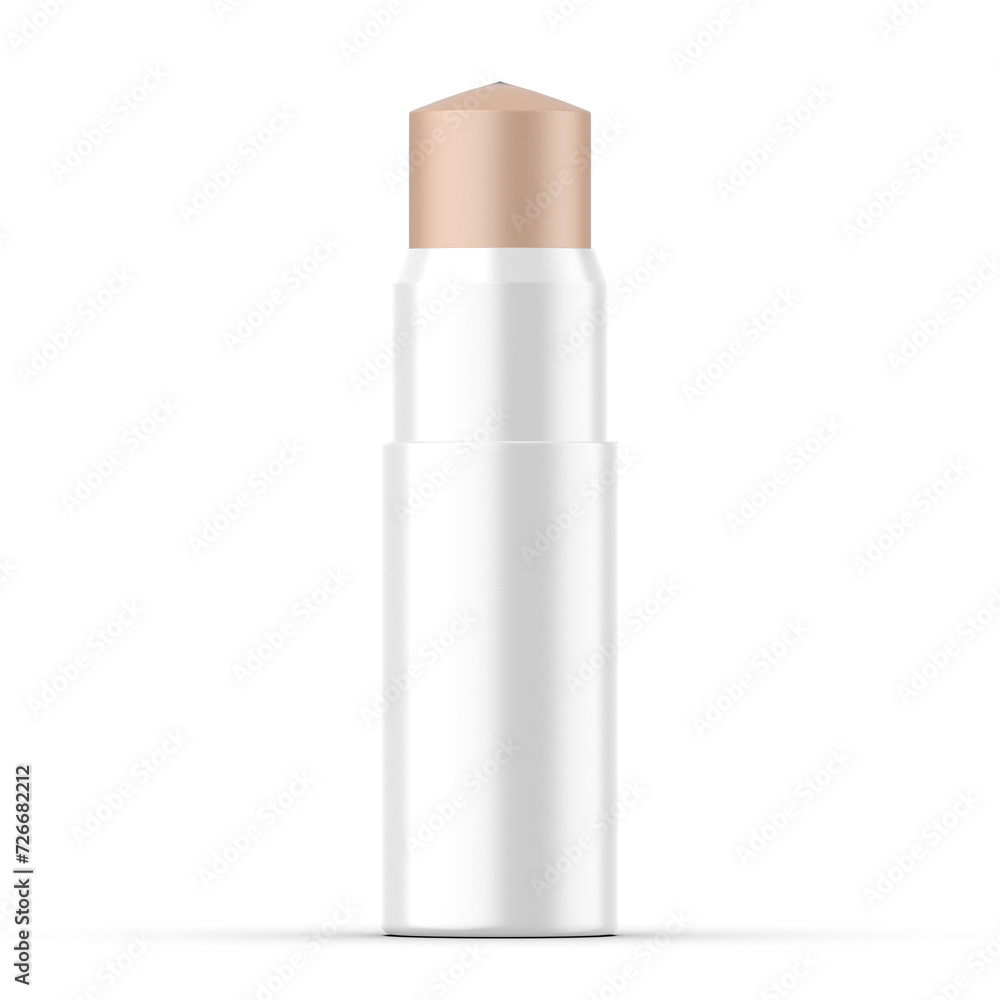 Foundation stick on white background. Makeup product mockup for branding, 3d illustration