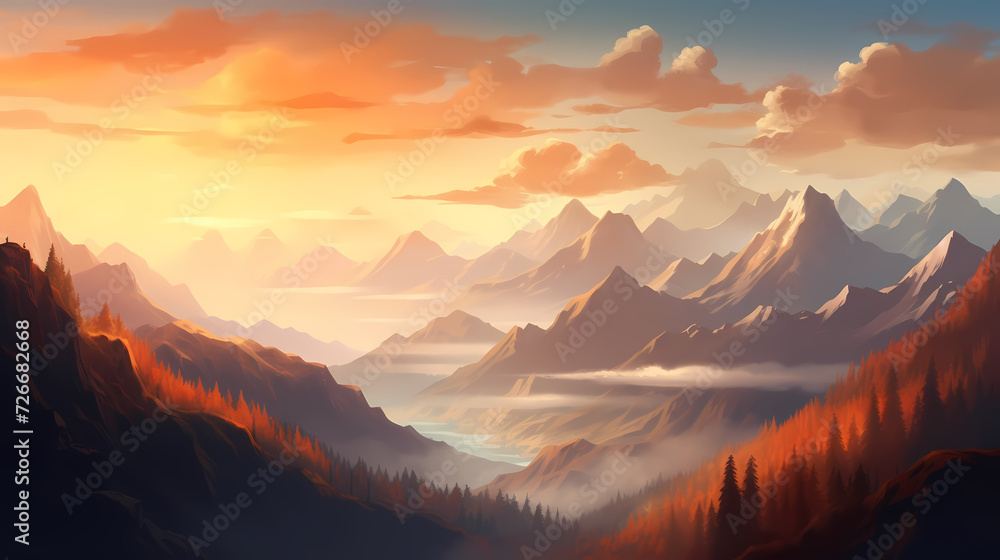Stunning mountains, panoramic mountains PPT background Stunning mountains, panoramic mountains PPT background