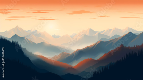 Stunning mountains, panoramic mountains PPT background © xuan