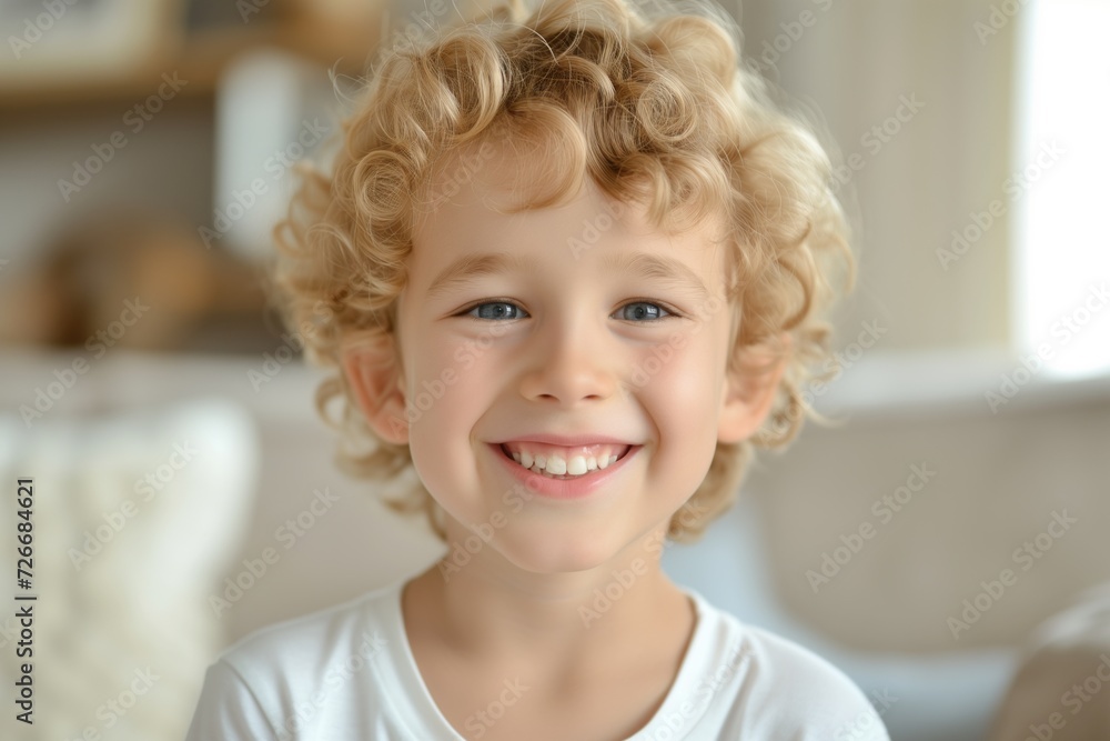 Happy boy with beautiful white milk toothy smile, child dental care and stomatology Happy boy with beautiful white milk toothy smile, child dental care and stomatology