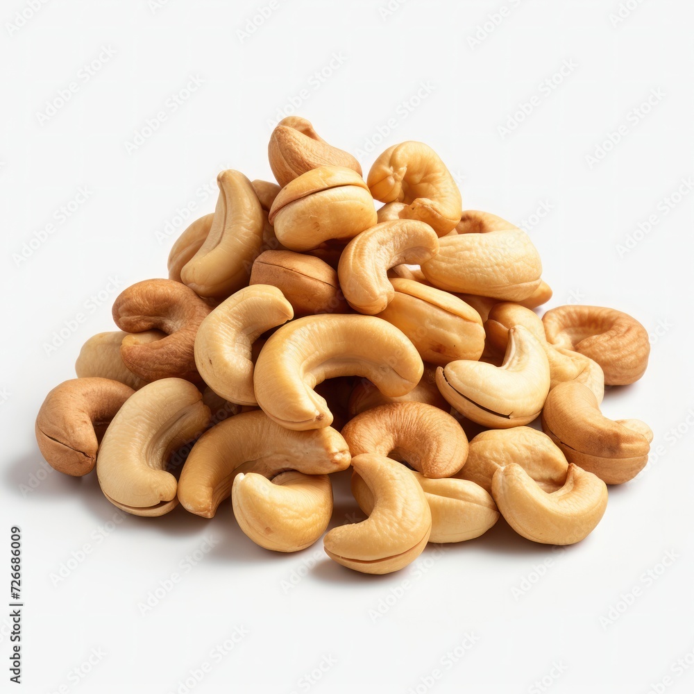 Cashew Organic with no shell, texture, isolated on white background, close up. Realistic, icon, detailed for product advertising. Cashew Organic with no shell, texture, isolated on white background, close up. Realistic, icon, detailed for product advertising.