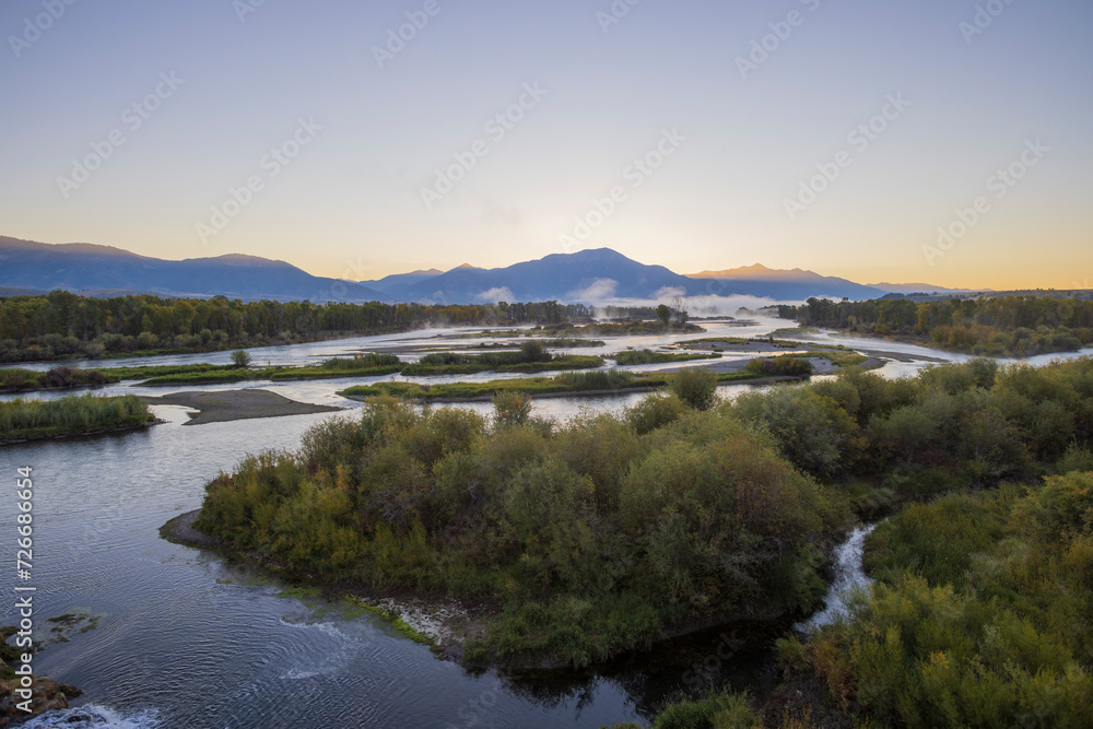 Sunrise Landscape on the Snake River Idaho in Autumn