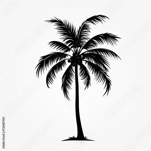 Silhouette of a Single Palm Tree on White Background   © Keyser the Red Beard