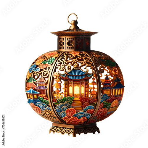Oriental lantern lamp holidays decoration light isolated on transparent background