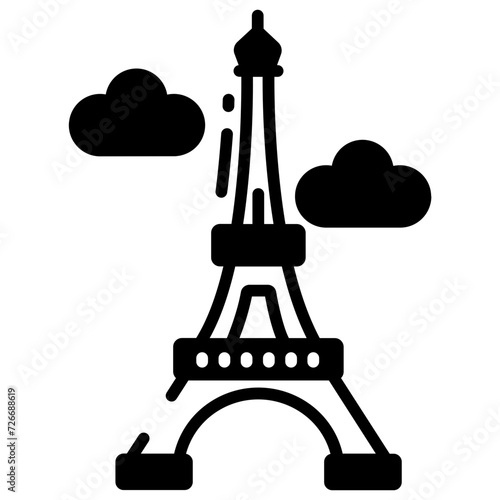 Eiffle tower glyph and line vector illustration photo