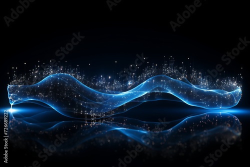 Blue cyberwave. dotted weaves in abstract cyberspace for metaverse, data security and transfer