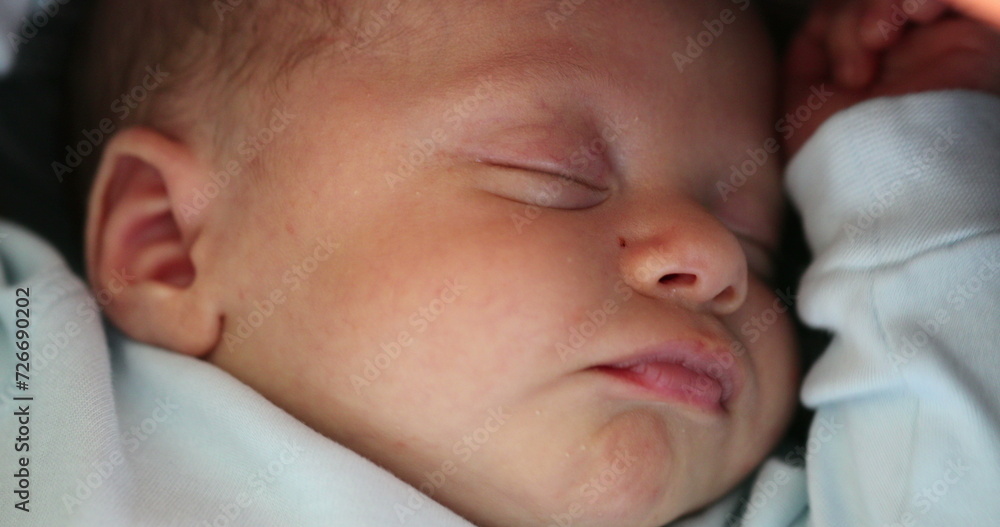Cute adorable newborn baby sleeping stretching body close-up face portrait asleep Cute adorable newborn baby sleeping stretching body close-up face portrait asleep
