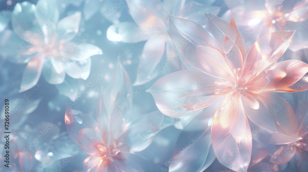 Fine crystals surrounded by delicate petals - obrazy, fototapety, plakaty 