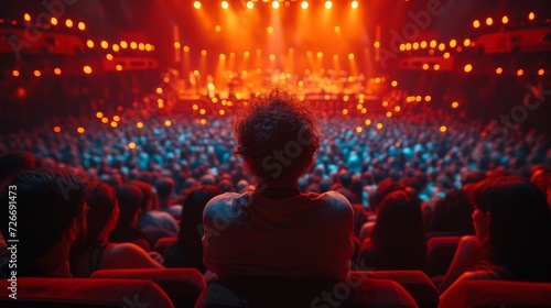Person Sitting in Front of Crowd at Concert