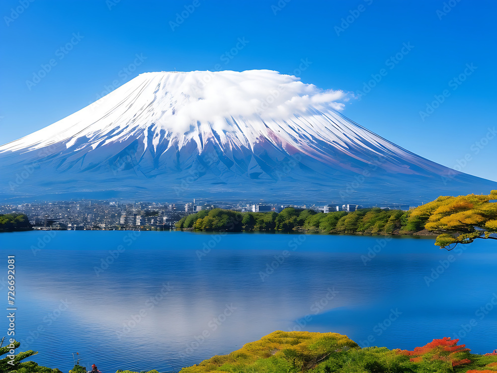 Fototapeta premium Mount fuji with lake kawaguchiko in yamanachi, japan