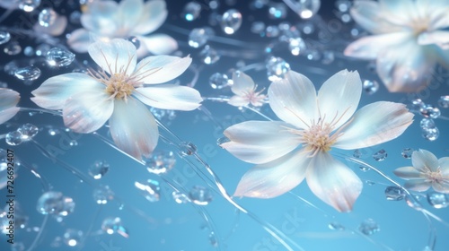 Bright flower petals with water drops © Karolina