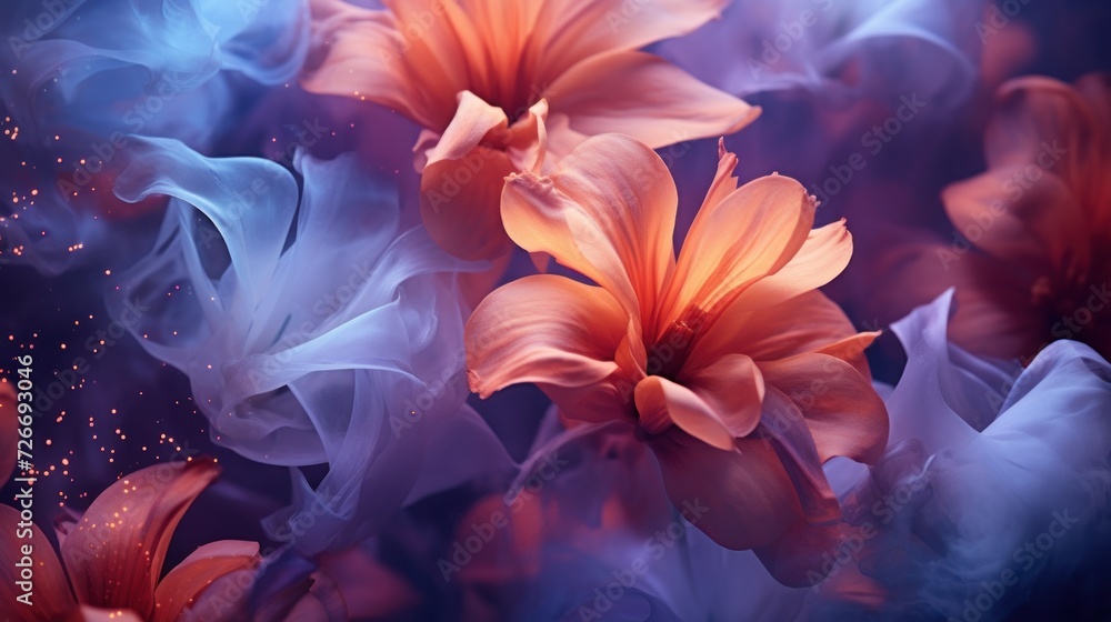 Soft petals with delicate smoke - obrazy, fototapety, plakaty 