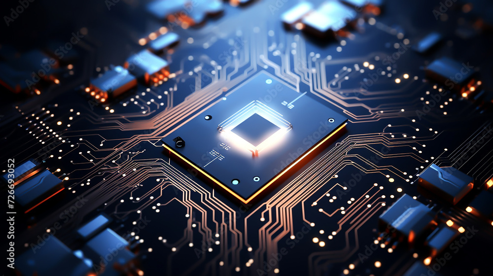 Photo processor on computer circuit board with microchips generative ai Photo processor on computer circuit board with microchips generative ai