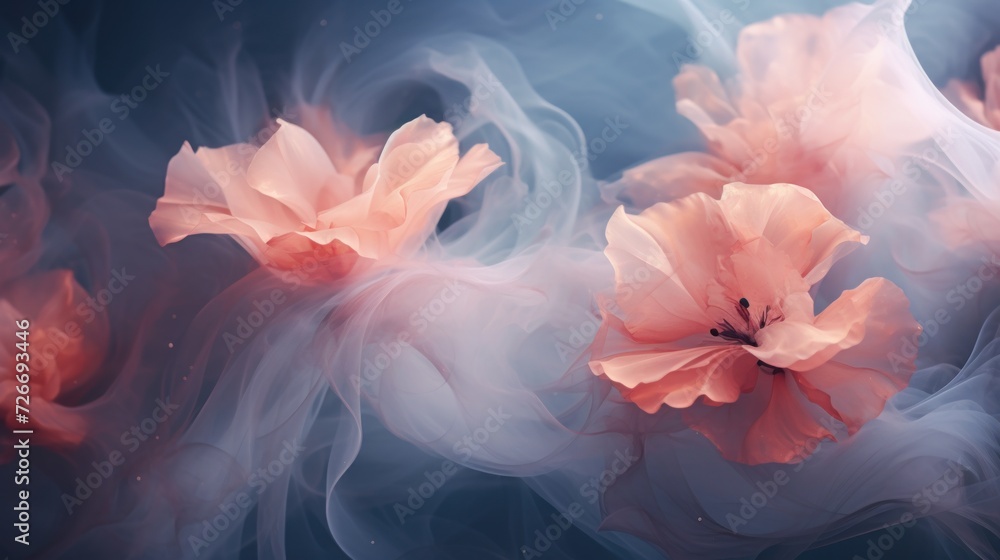 Beautiful and amazing petals with smoke - obrazy, fototapety, plakaty 