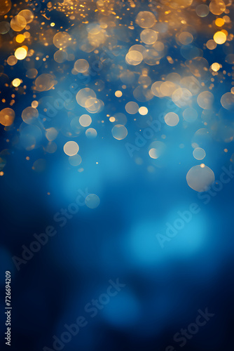 Blue and gold Abstract background and bokeh