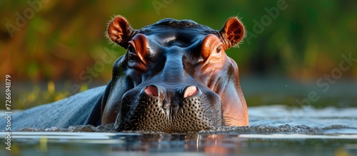 A semiaquatic mammal with a large head found in Africa is known as the hippopotamus.