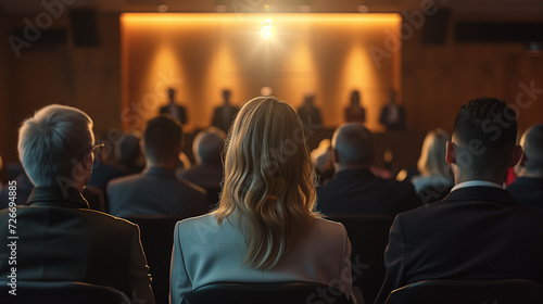 people attend conference in the meeting room , blurred background, image by ai generator