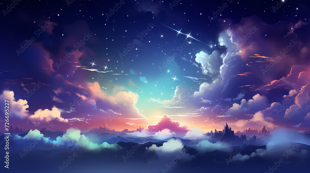 Mysterious star themed gradient background with countless twinkling stars Mysterious star themed gradient background with countless twinkling stars