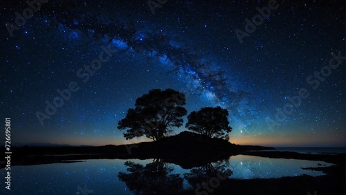 landscape starry midnight and tree