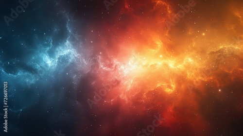A Stunning Photo of a Vast Interstellar Star Cloud Shining in Space, Ablaze with Blue, Red, and Yellow - A Mesmerizing Choice for Wall Art, Digital Backgrounds, and Creative Covers
