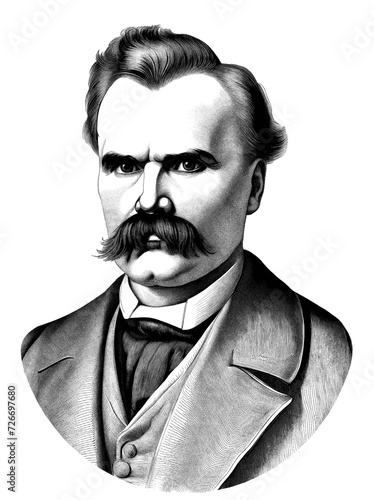 Friedrich Nietzsche illustration, generative AI photo