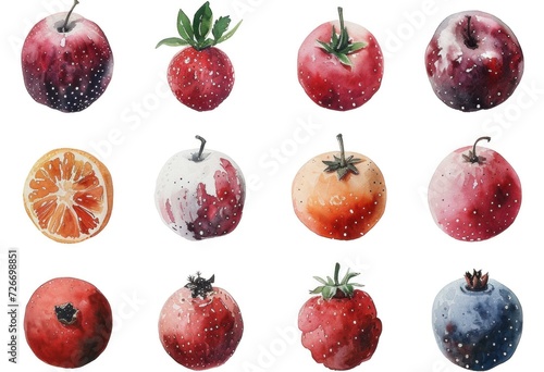 Watercolor set of fruits