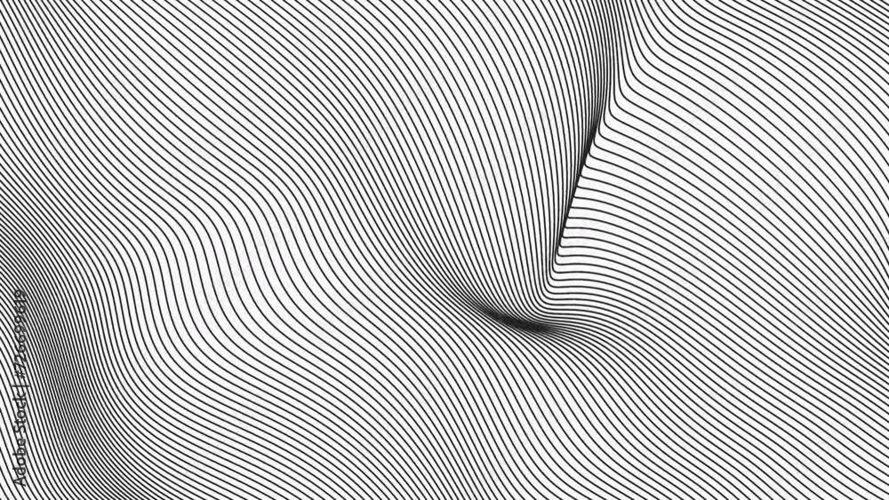 Abstract wavy particles lines flowing. Light black and white background ...