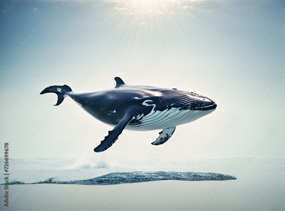 Obraz premium Serene Blue Whale in the Bright Waters