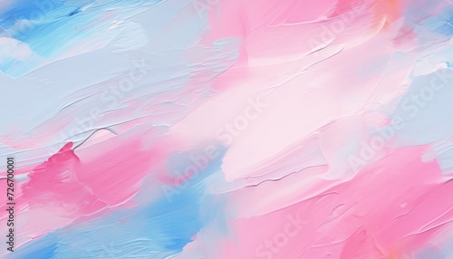 Abstract pastel pink and blue brush strokes on canvas, suitable for backgrounds or wallpaper.