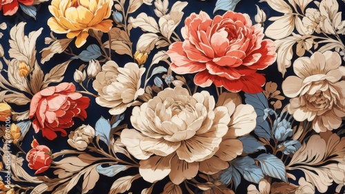 Wallpaper with vintage flowers