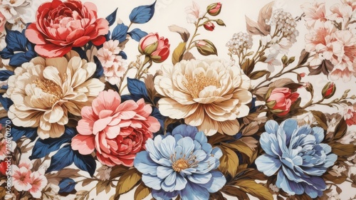 Wallpaper with vintage flowers