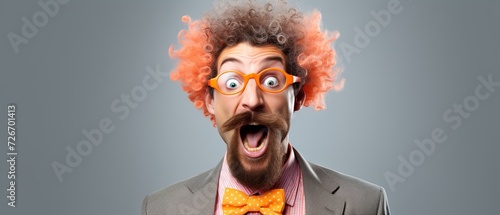 Man With Orange Hair and Glasses Making a Funny Face photo